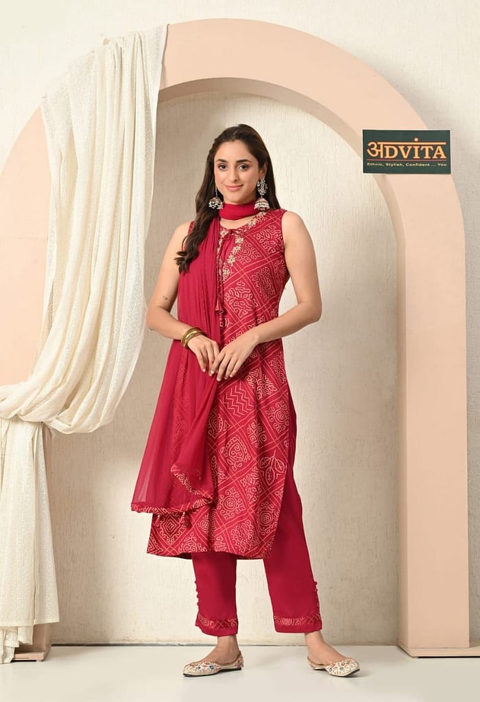 Advita Bandhani Print 3-Piece Suit for Women