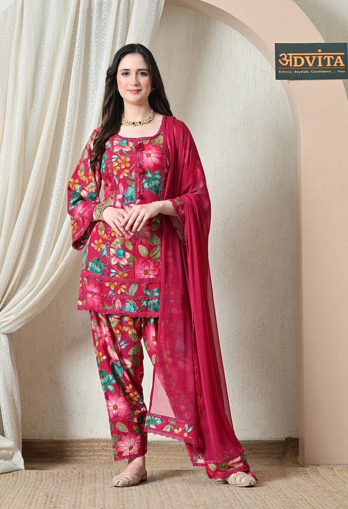 Advita Farsi Salwar Floral Paisley Print Rayon Cotton Suit for Women