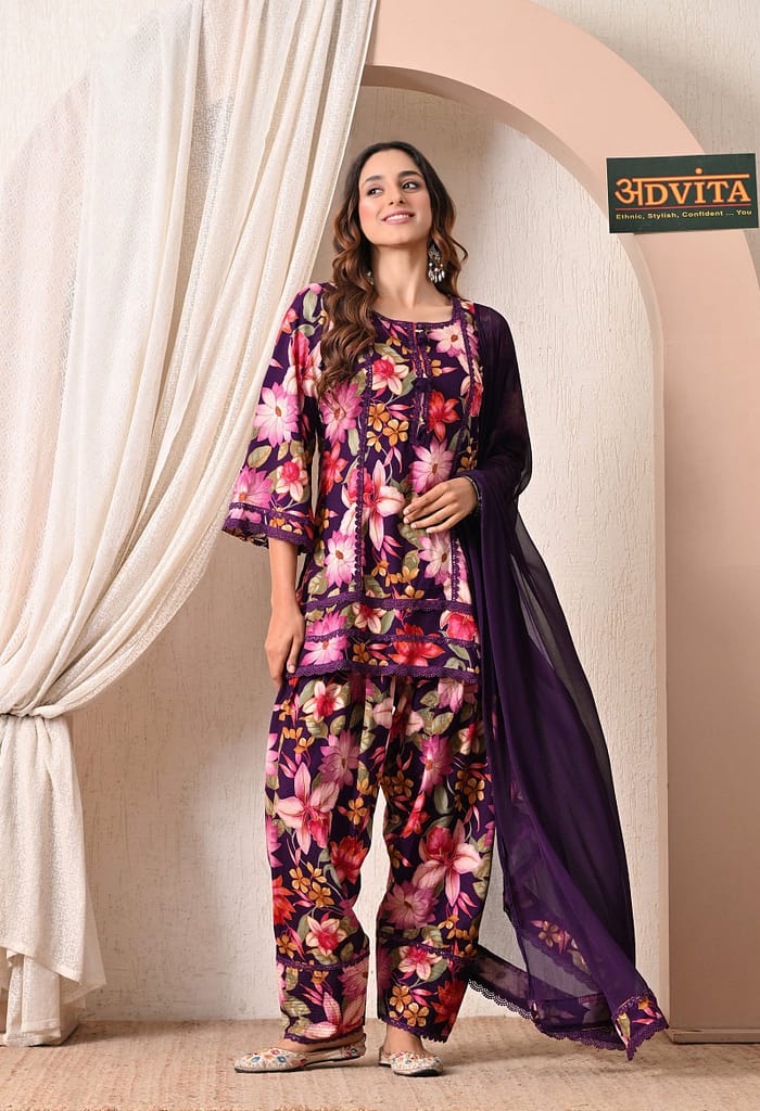 Advita Farsi Salwar Floral Paisley Print Rayon Cotton Suit for Women