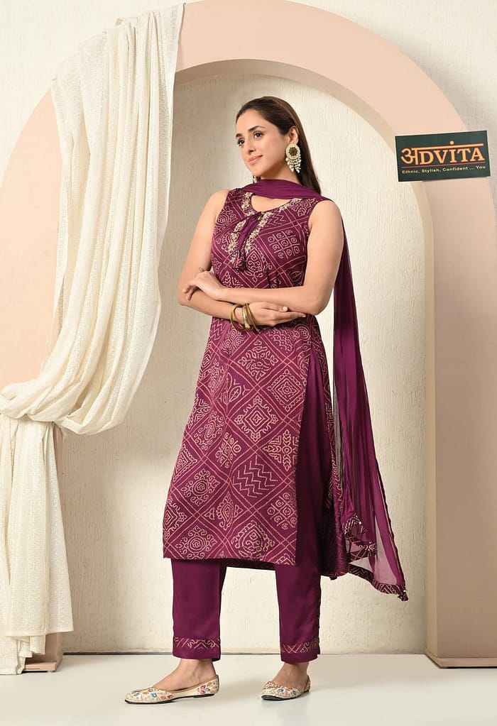 Advita Bandhani Print 3-Piece Suit for Women